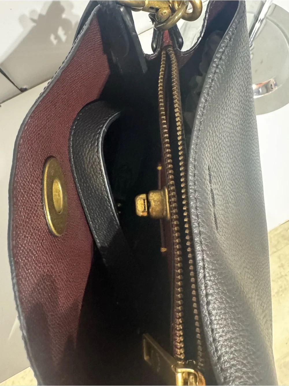 Coach willow Black Pebbled Leather Satchel with Gold-Tone Turnlock